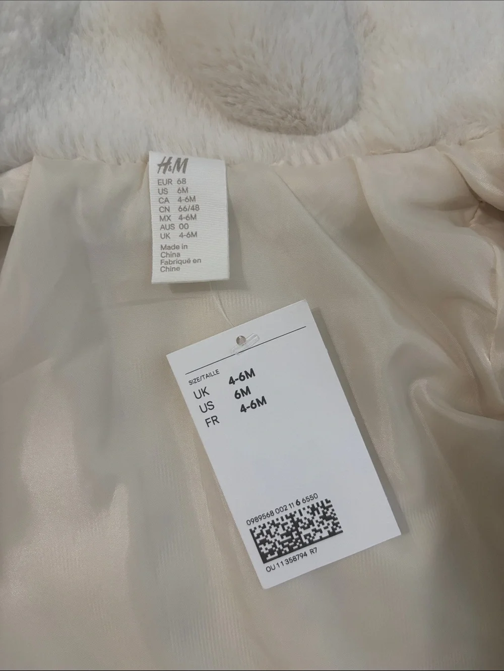 H&M Cream Faux Fur Kids Jacket